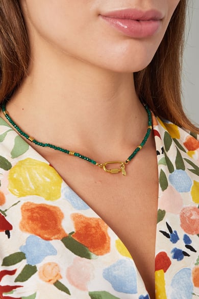 Collier fermoir mousqueton Pierre Verte h5 Image3